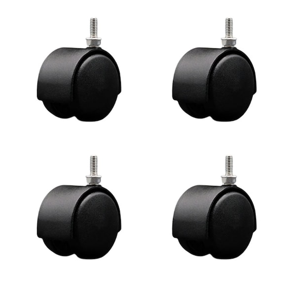 Service Caster 2'' Black Metal Hood Twin Wheel Caster Nylon Wheels 1/4 Thread Stem , 4PK SCC-TS02S50D-NYS-FB-142058-4 - main